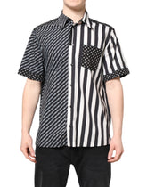 Dolce & Gabbana Black White Stripe Button Down Casual Shirt